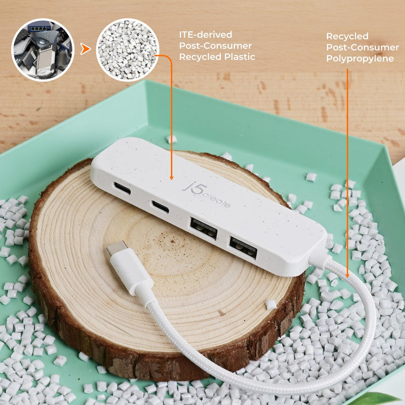 Eco-Friendly USB-C® to 4-Port Type-C & Type-A Gen 2 Hub